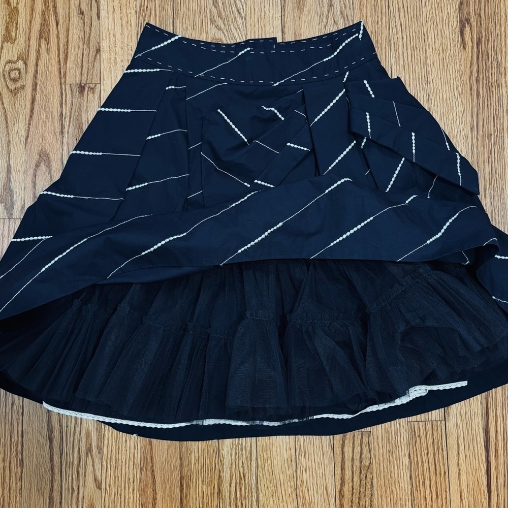 Anthropologie black white Floreat Subway Stairs preppy Full Tulle skirt size 4 - Picture 15 of 16